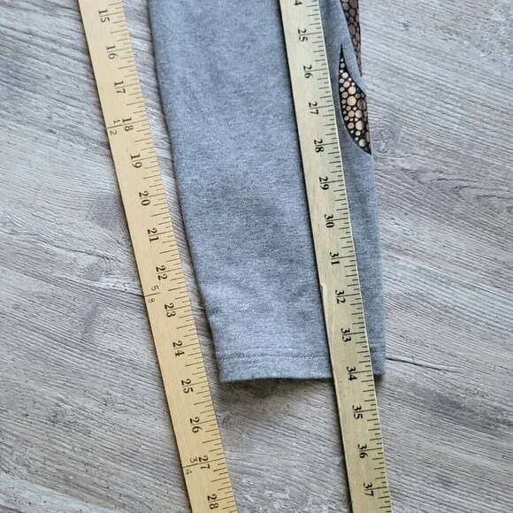 Nike Women Gray Gold Swoosh Just Do It Logo Lightweight Leg A See Legging Size L - Picture 12 of 14